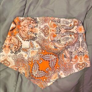 Paisley Print Women's Strapless Top - Orange and Cream